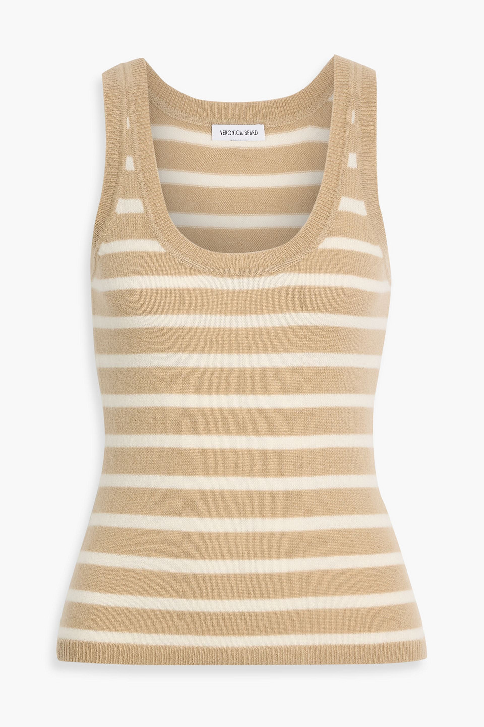 veronica beard - birke striped cashmere tank - neutral - s
