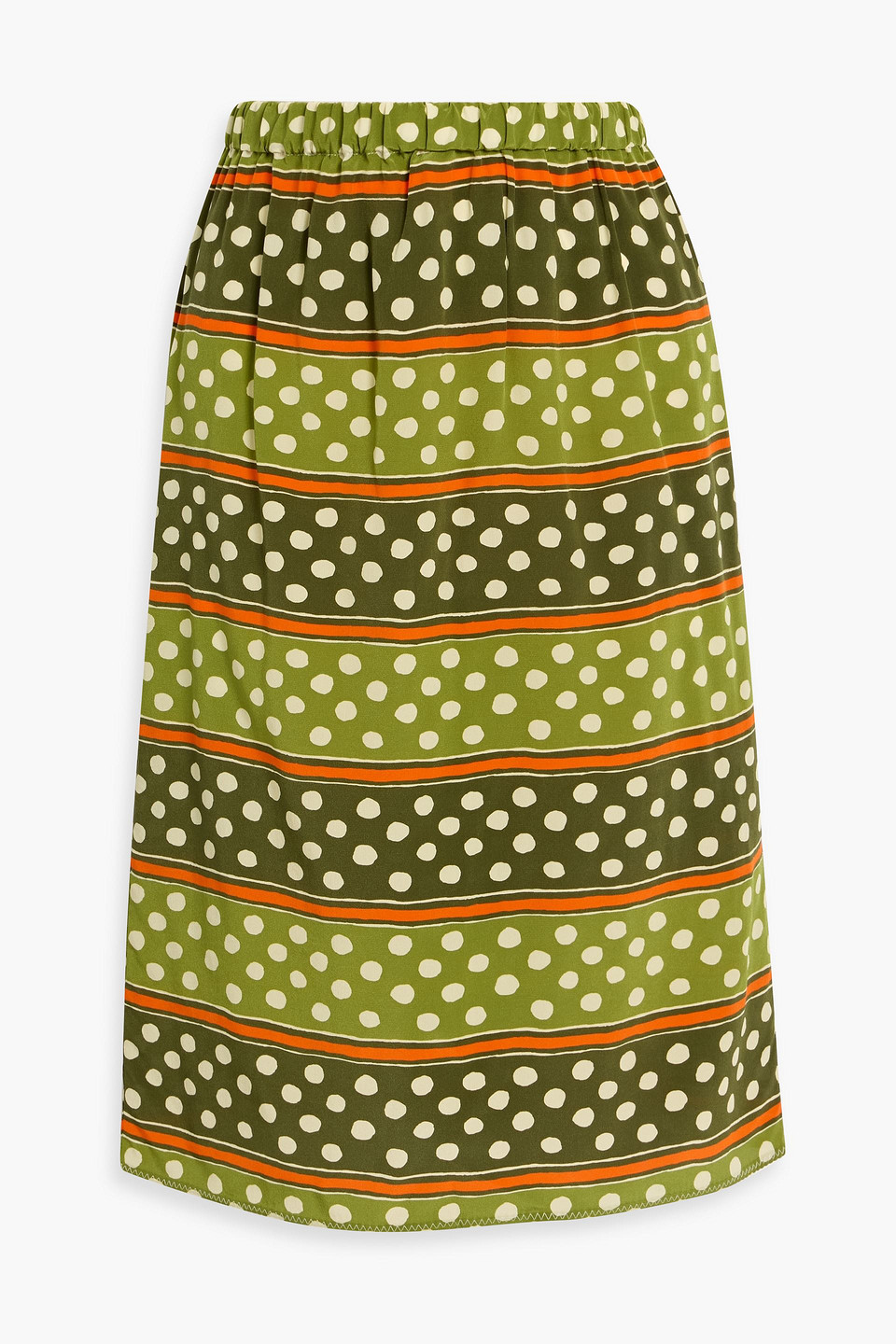 marni - printed silk crepe de chine skirt - green - it 40