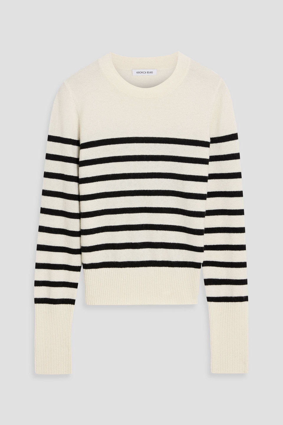 Veronica Beard Caleb Striped Cashmere Sweater In White