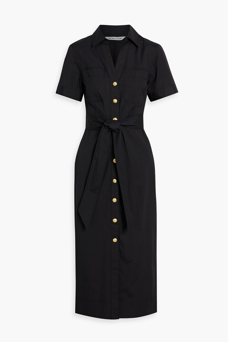 Veronica Beard Tabby Stretch-cotton Poplin Midi Shirt Dress In Black