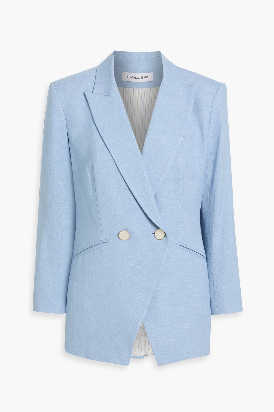 Veronica Beard Rickie Dickey Double-breasted Woven Blazer In Blue