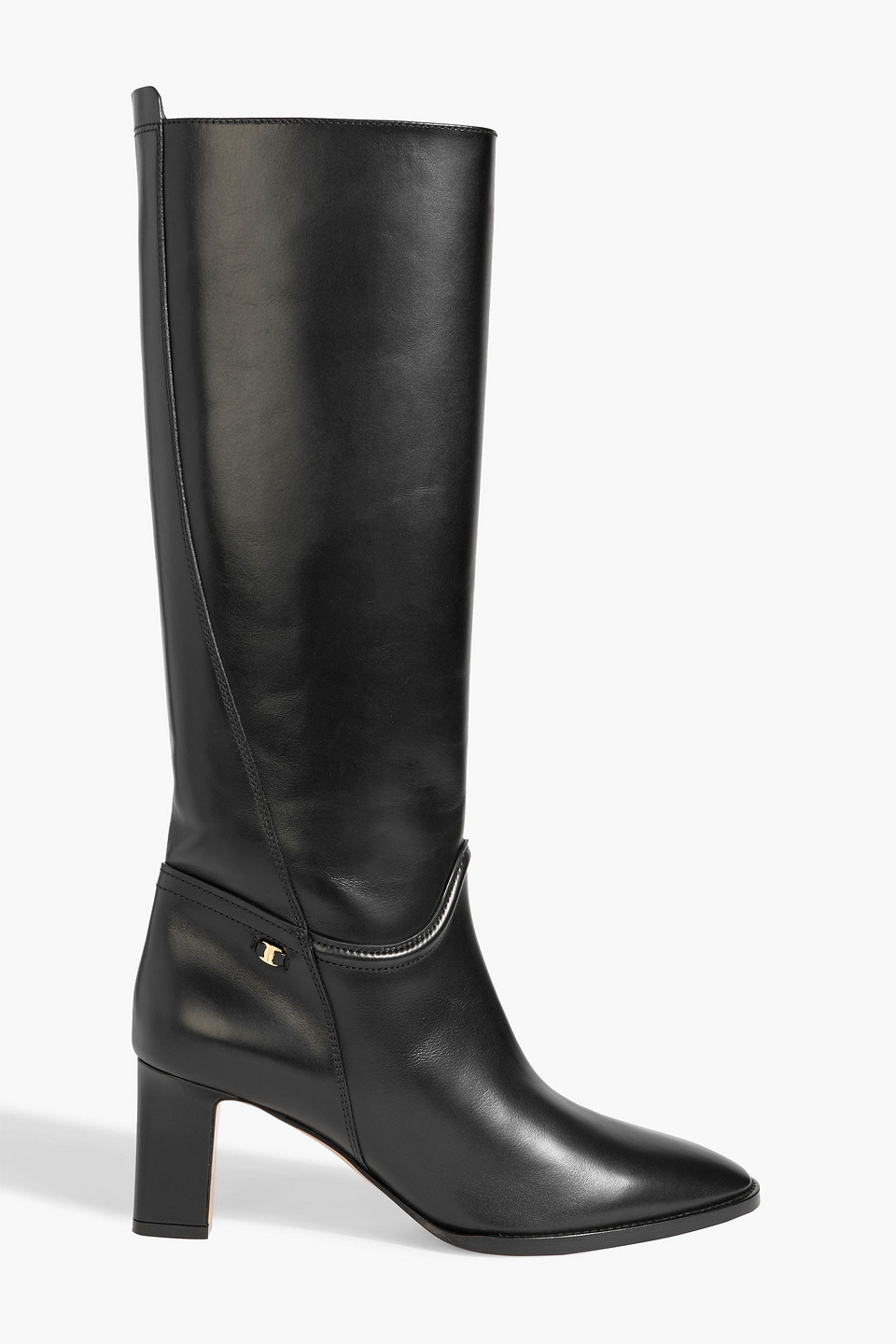 ferragamo - torris 70 leather knee boots - black - us 5.5