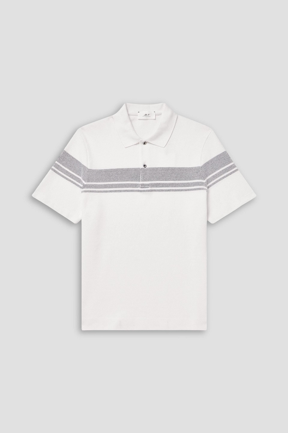 mr p. - striped cotton-piqué polo shirt - white - m