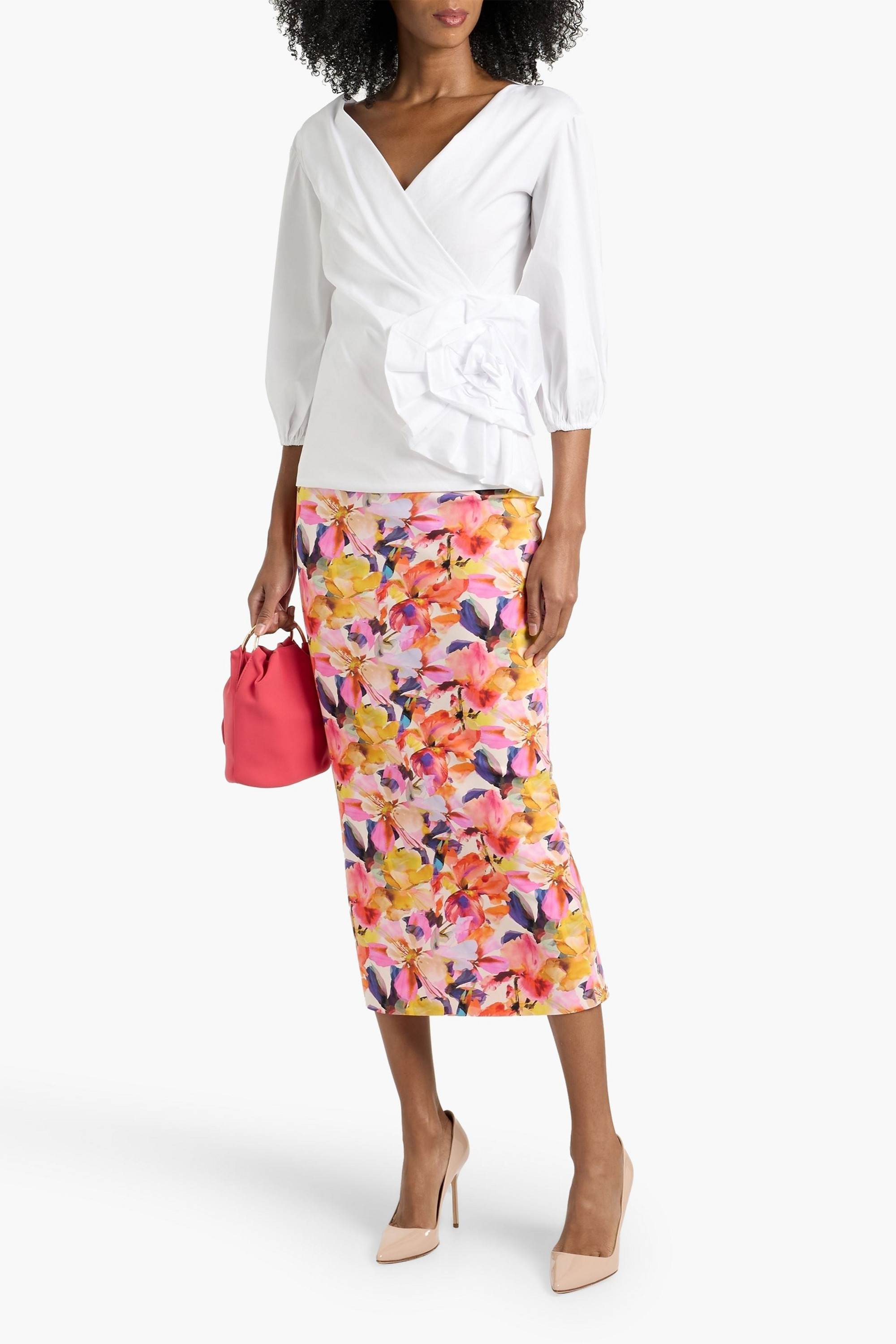 CHIARA BONI LA PETITE ROBE Luminette floral-print stretch-jersey midi skirt