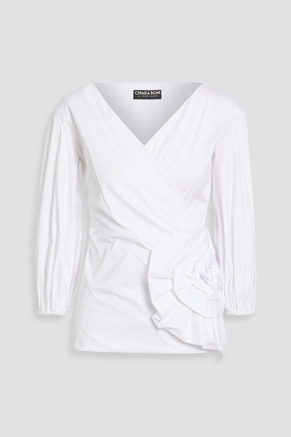 chiara boni la petite robe - elizee wrap-effect cotton-blend poplin top - white - it 42