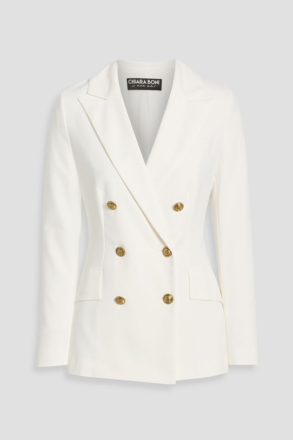 Chiara Boni La Petite Robe Tobehi Double-breasted Crepe Blazer In White