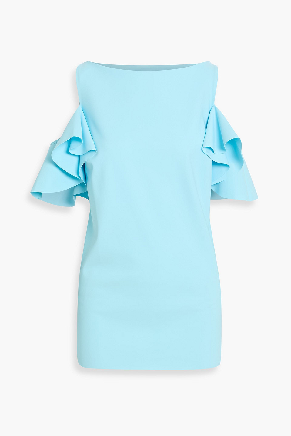 chiara boni la petite robe - tatina cold-shoulder ruffled stretch-jersey top - blue - it 46