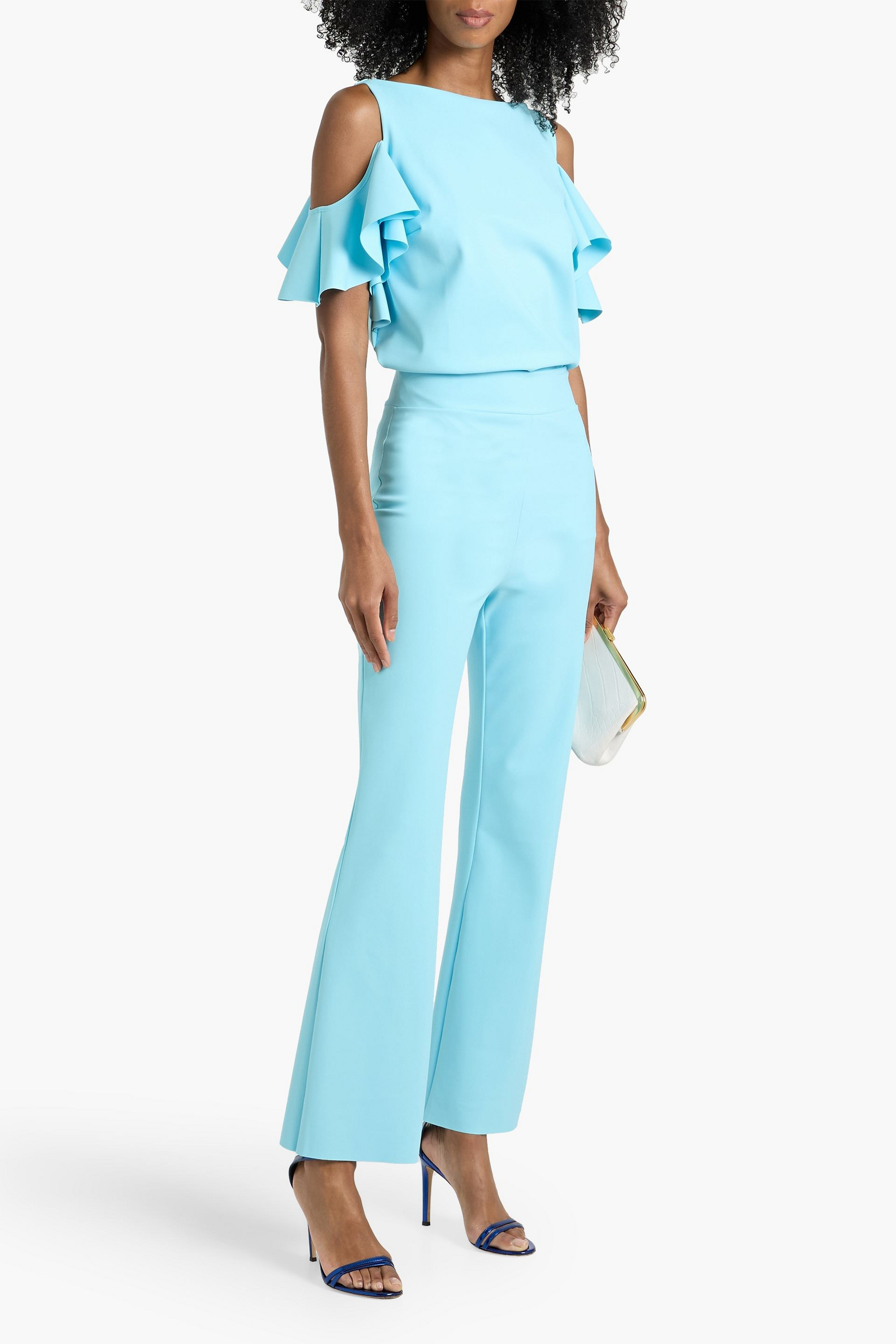 CHIARA BONI LA PETITE ROBE Tatina ruffled stretch-jersey cold-shoulder top