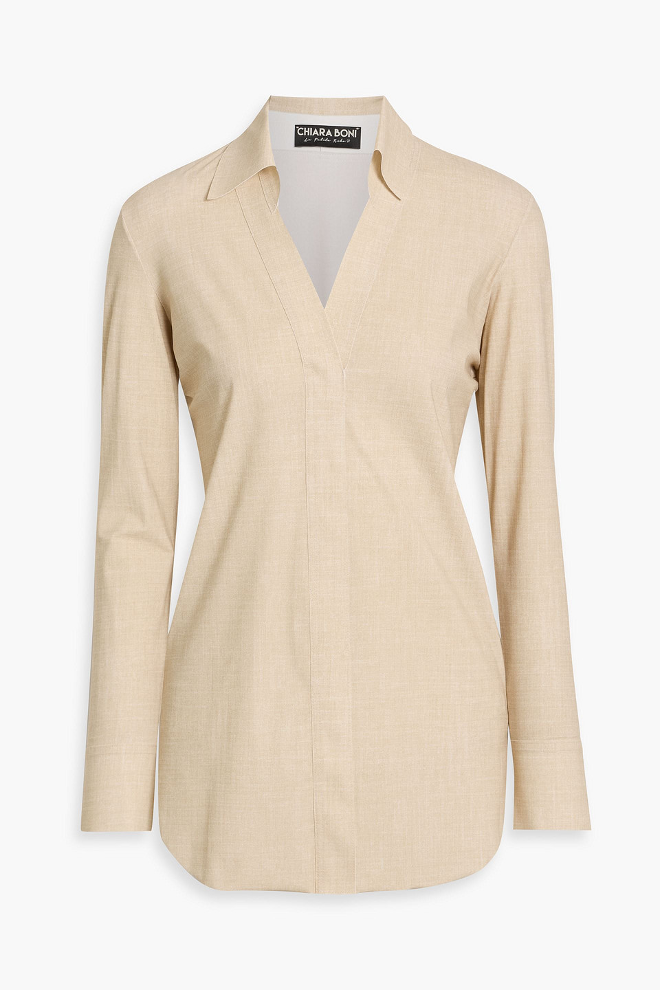 Chiara Boni La Petite Robe Atena Slim Printed Stretch-jersey Shirt In Brown