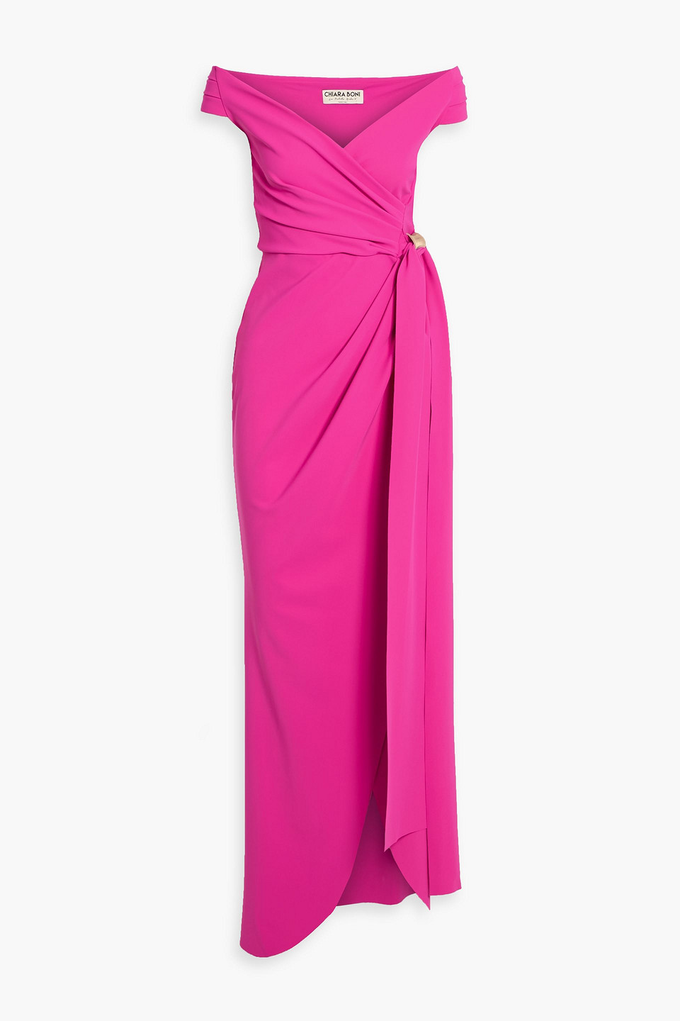 chiara boni la petite robe - sojuro off-the-shoulder wrap-effect stretch-jersey gown - pink - it 38