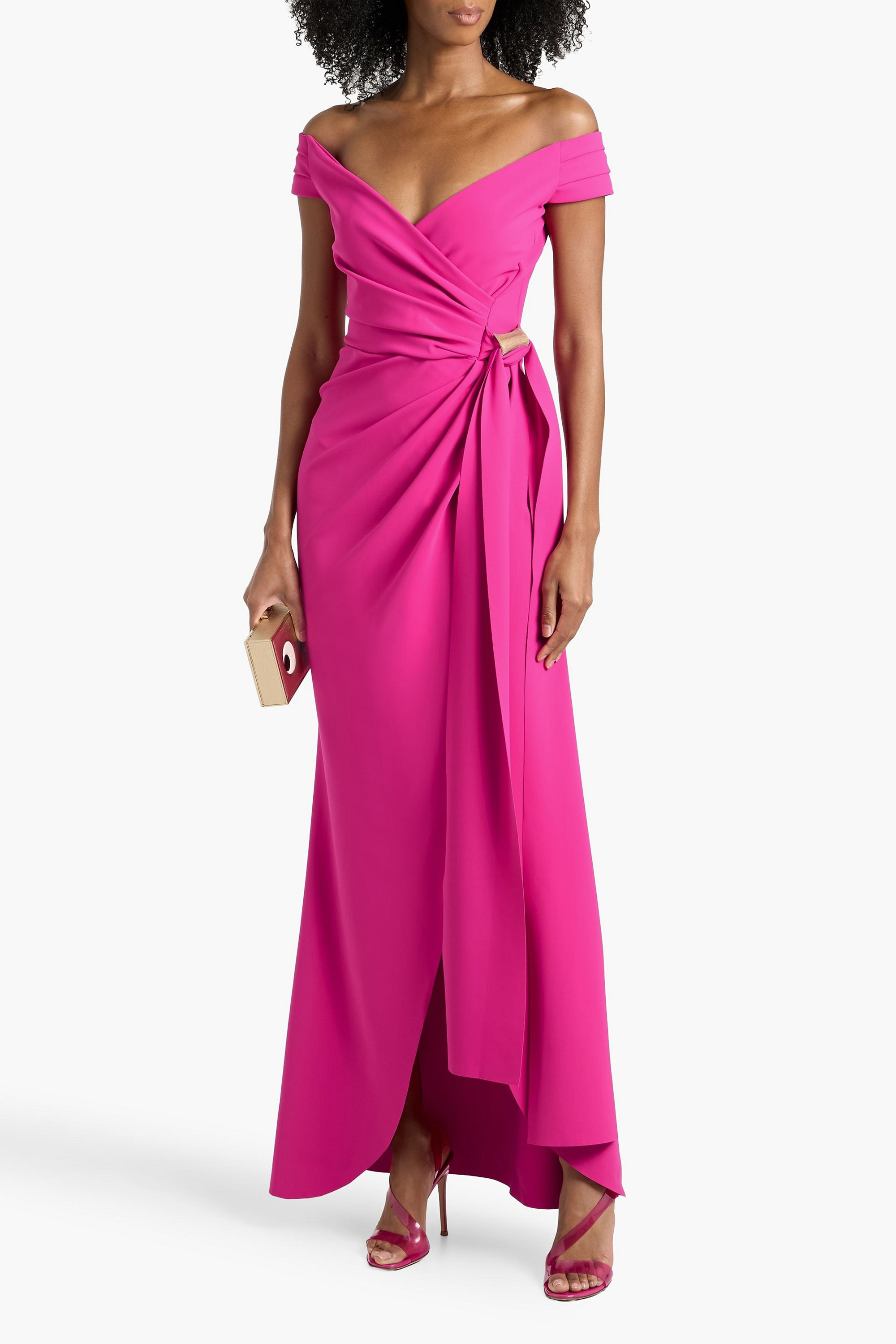 CHIARA BONI LA PETITE ROBE Sojuro off-the-shoulder wrap-effect stretch-jersey gown