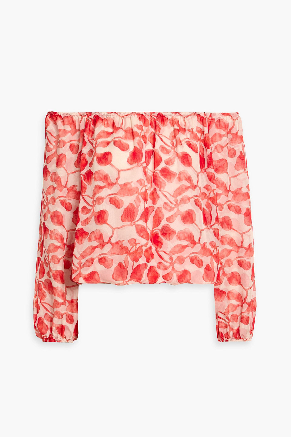 chiara boni la petite robe - toru off-the-shoulder floral-print voile top - red - xs
