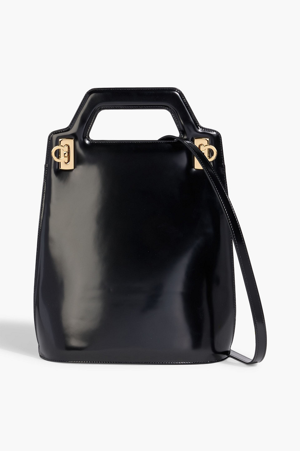 ferragamo - wanda mini patent-leather tote - black - onesize