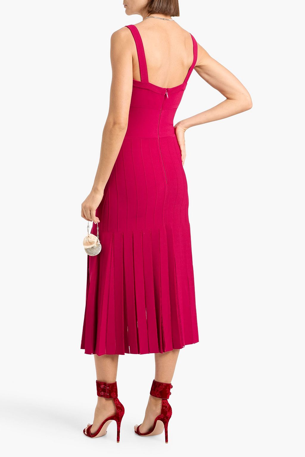 HERVÉ LÉGER Rosa pleated bandage midi dress | THE OUTNET