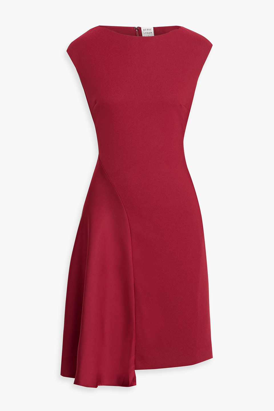 Herve Leger Bethany Draped Satin And Crepe Dress In Burgundy