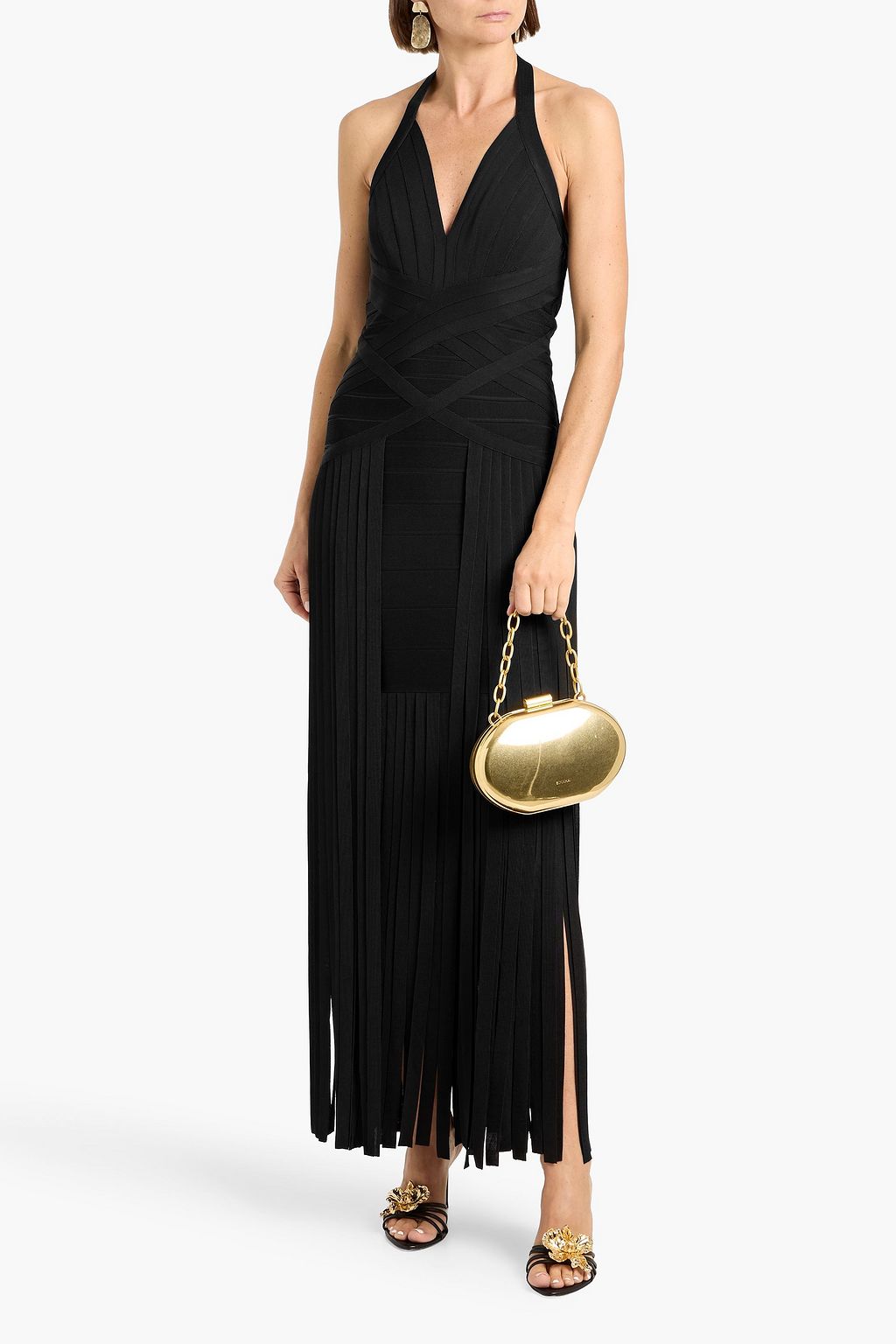 cheap graduation dresses Herve Leger Antique Gold Metallic Sequin Dress main image 1