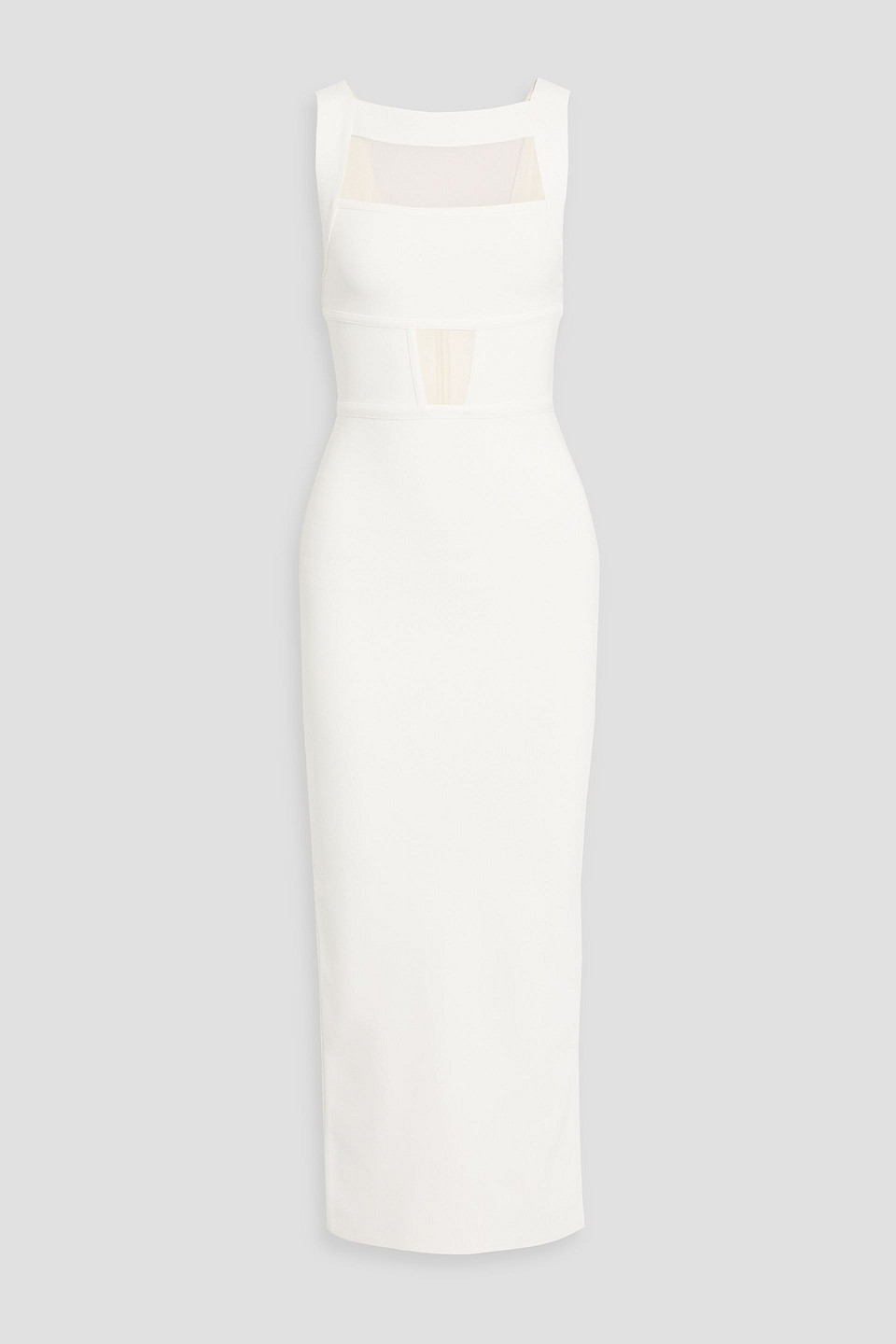 Herve Leger Charlene Mesh-trimmed Bandage Midi Dress In White