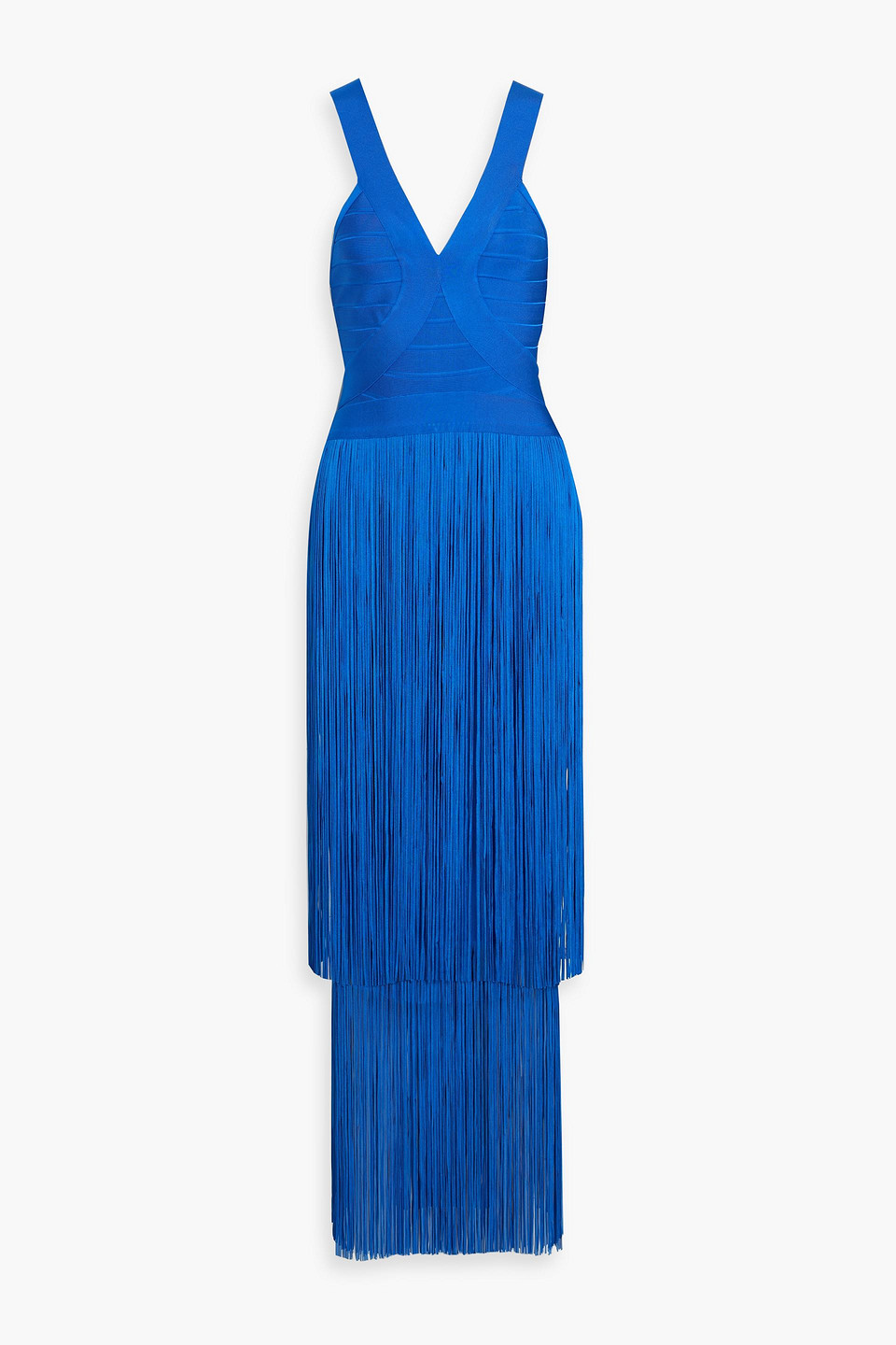 hervé léger - brigitte fringed bandage gown - blue - xs