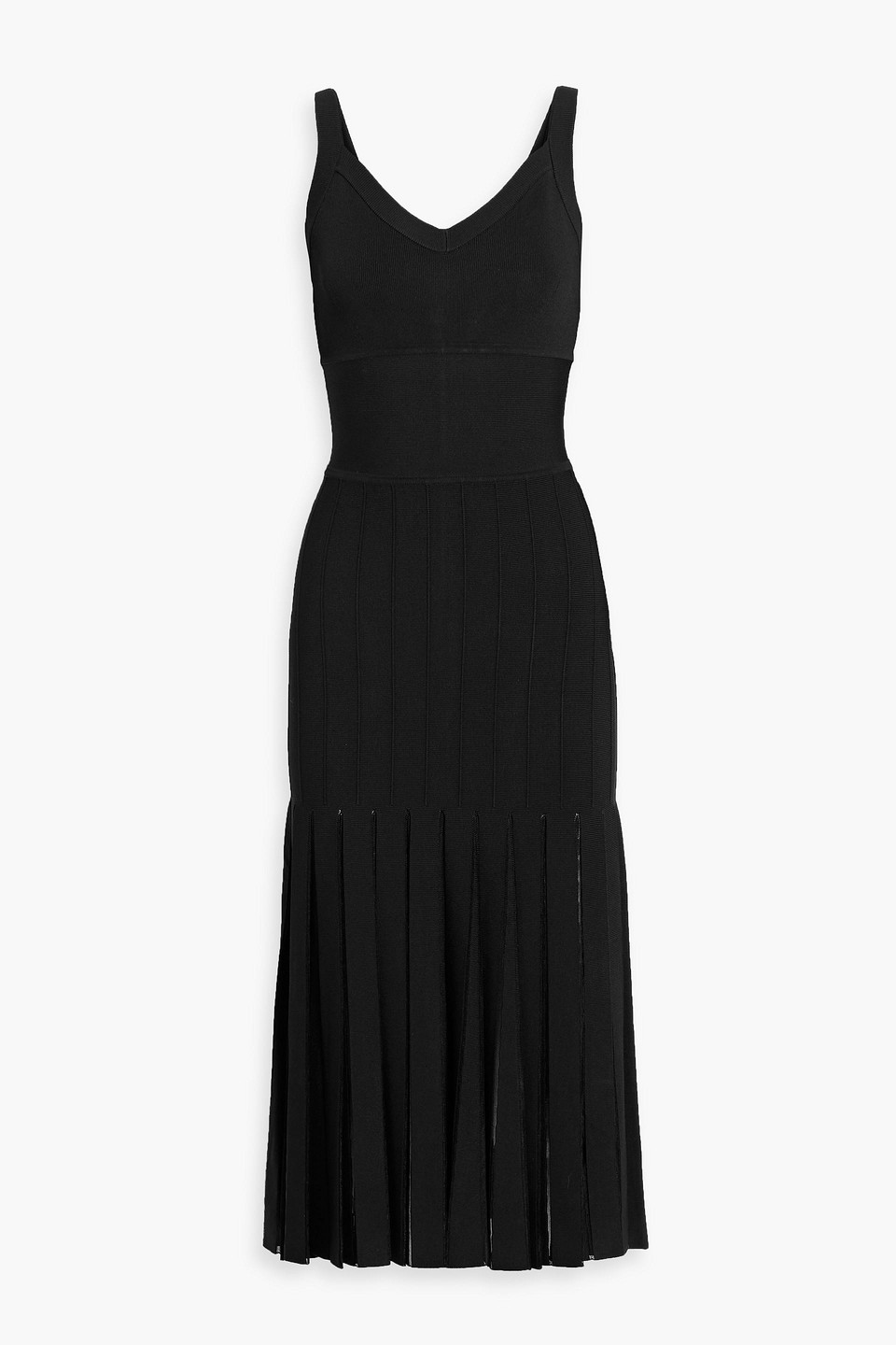 Herve Leger Rosa Pleated Bandage Midi Dress In Black