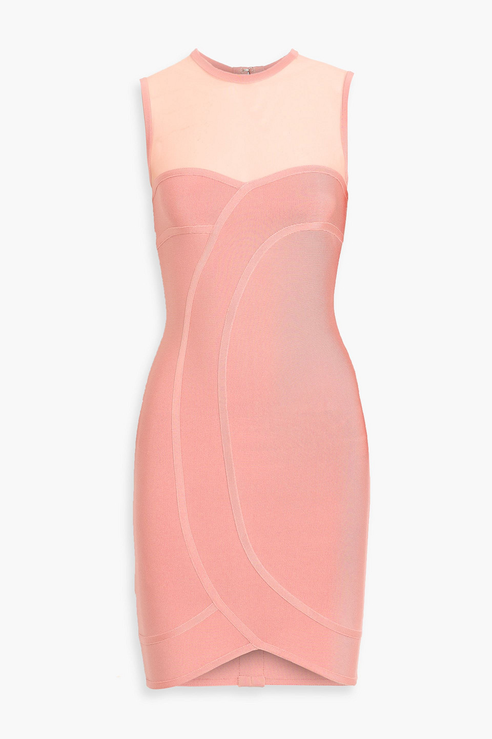 Herve Leger Helena Mesh-paneled Bandage Mini Dress In Pink