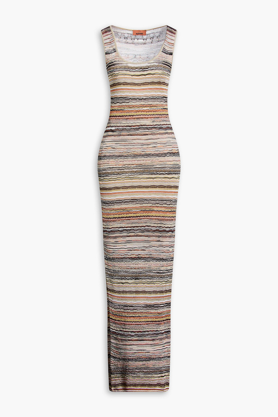 Missoni Metallic Crochet-knit Maxi Dress In Brown