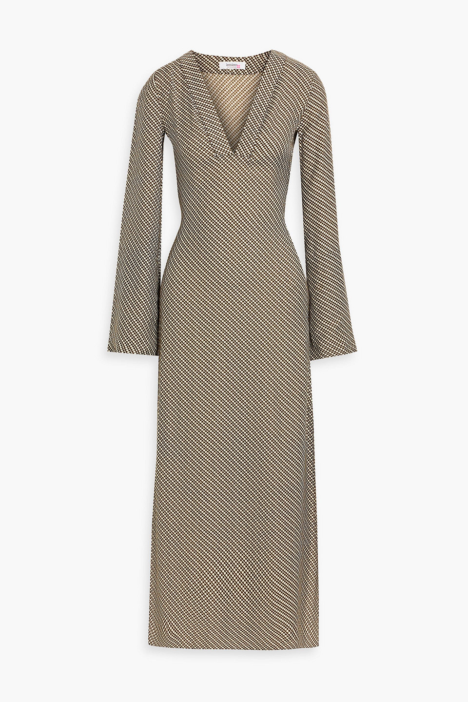 Lemlem Theodora Printed Crepe De Chine Midi Dress In Brown