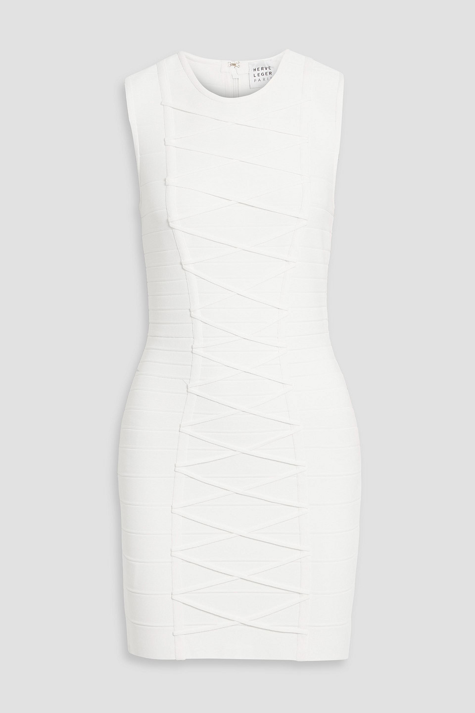 hervé léger - julie lace-up bandage mini dress - white - xxs
