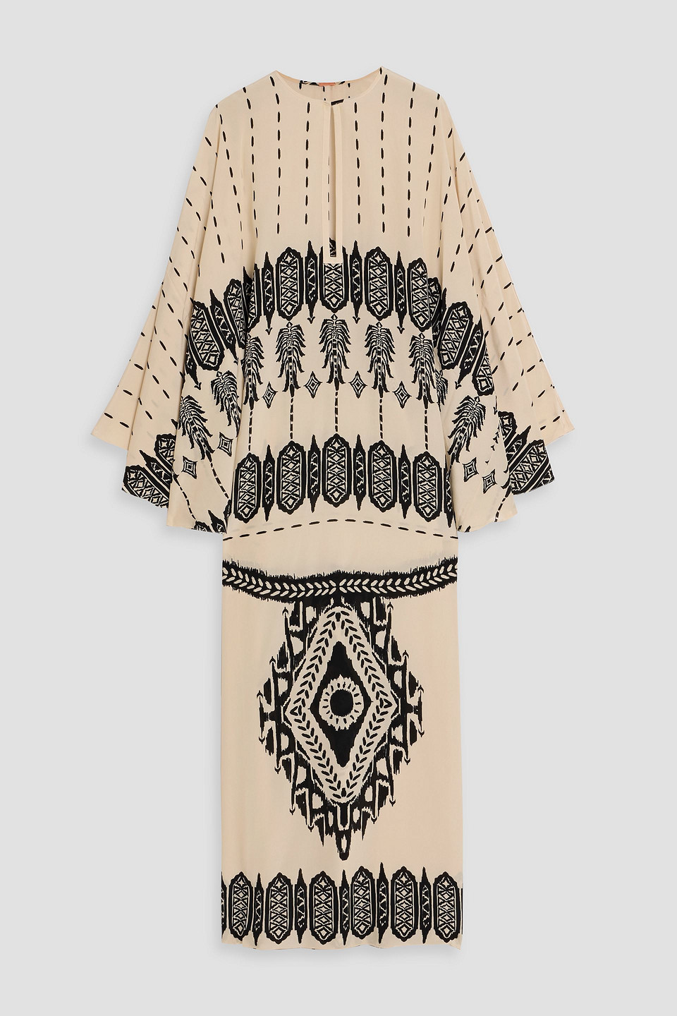 Johanna Ortiz Mimbreño Printed Silk Crepe De Chine Midi Dress In Black