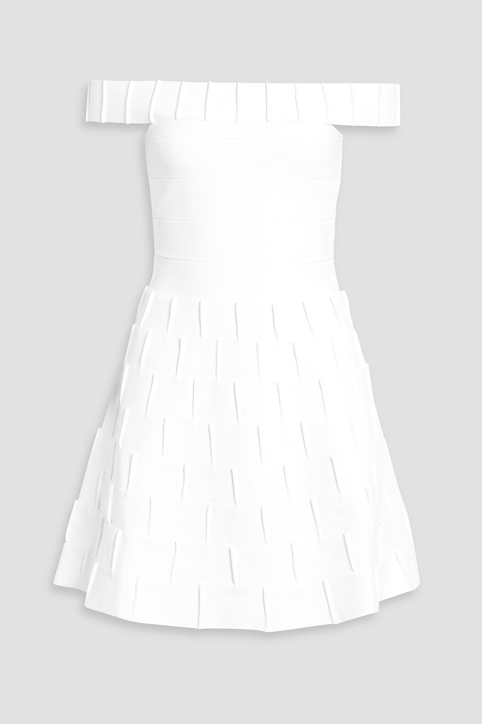 Herve Leger Catalina Off-the-shoulder Bandage Mini Dress In White