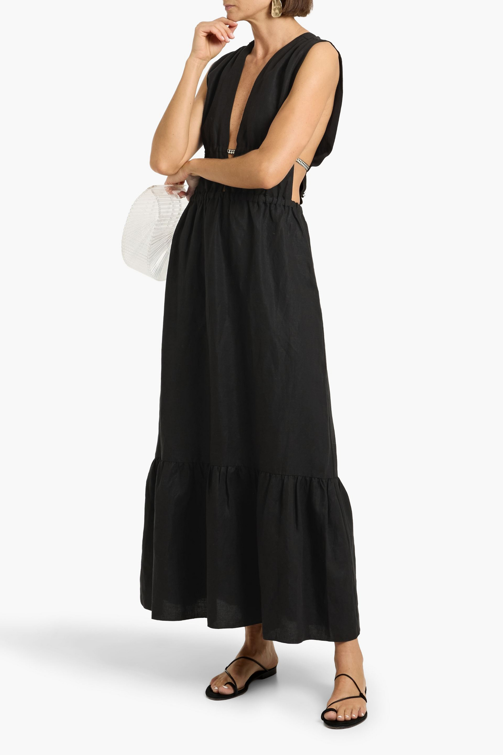 chinese dress ladies lemlem Women's Leliti Plunge Neck Dress, Black, M at Amazon Women's  Clothing store main image 0