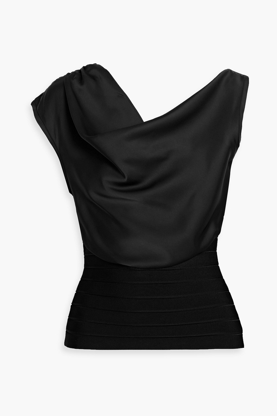 Herve Leger Astrid Satin And Bandage Top In Black