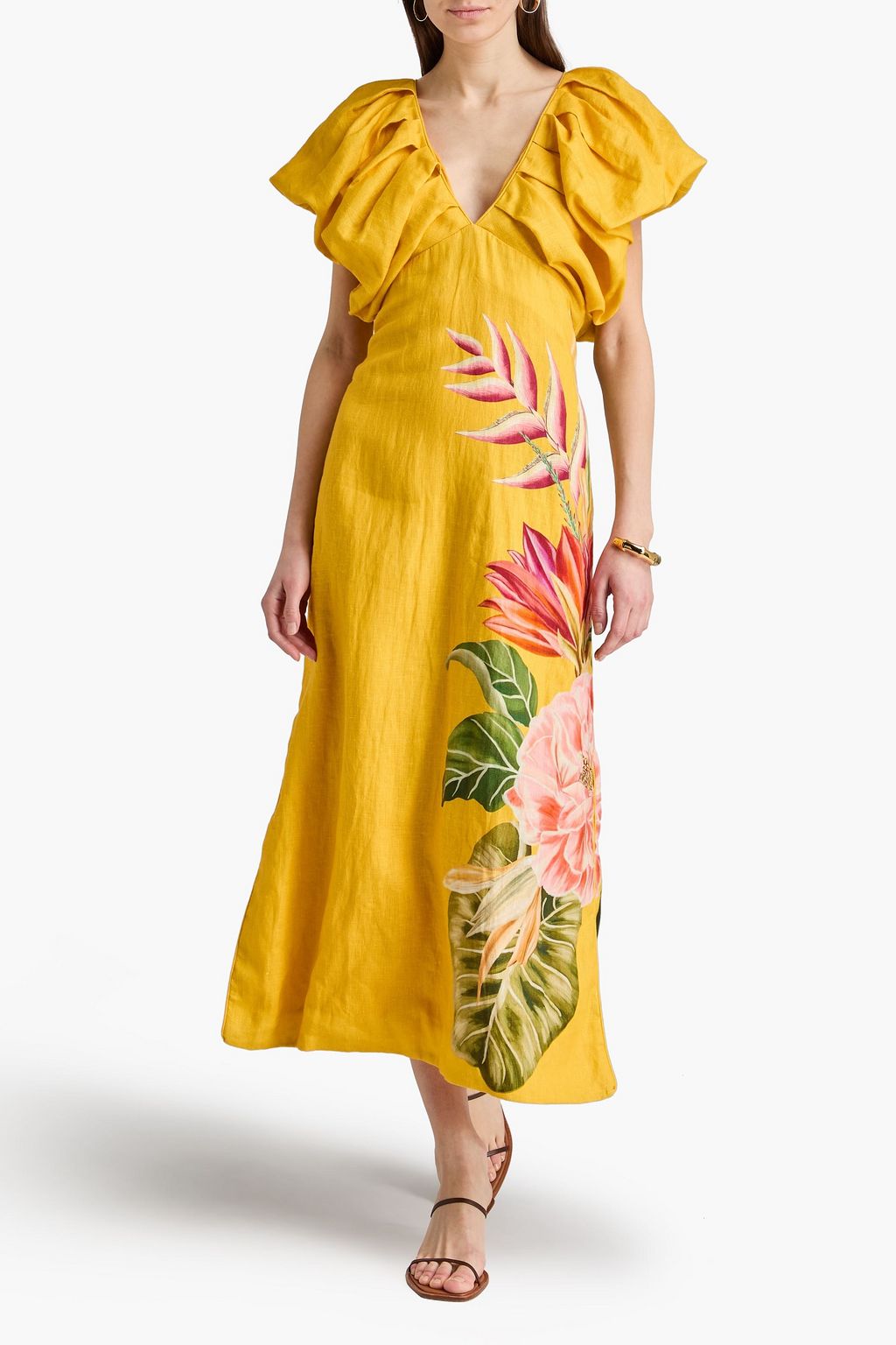 knee length dresses for ladies Farm Rio Flowering Garden Tree Organic Cotton Maxi Dress