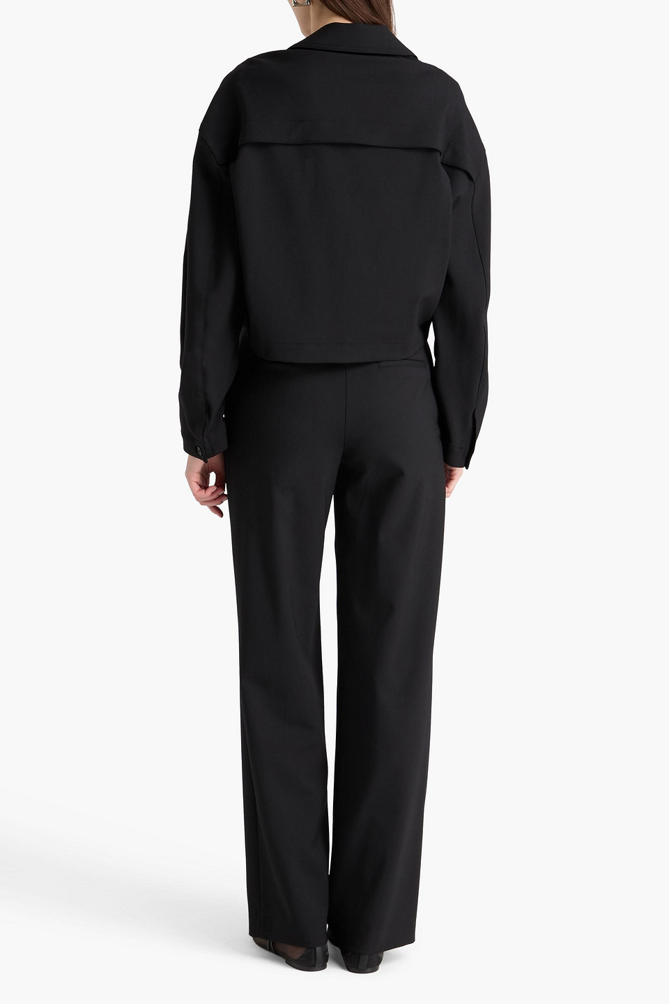  Loulou De Saison - Hose „osilo“ Mit Geradem Bein Aus Twill Aus Einer Wollmischung Mit Falten - Schwarz - Fr 34 