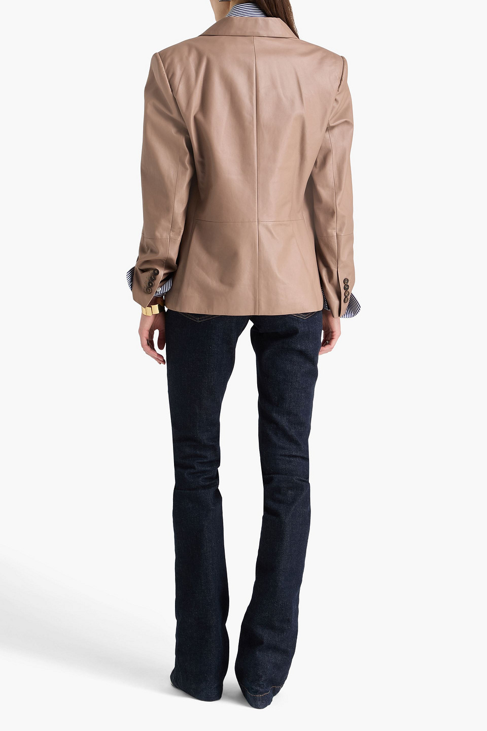  Brunello Cucinelli - Double-breasted Leather Blazer - Neutral - It 46 