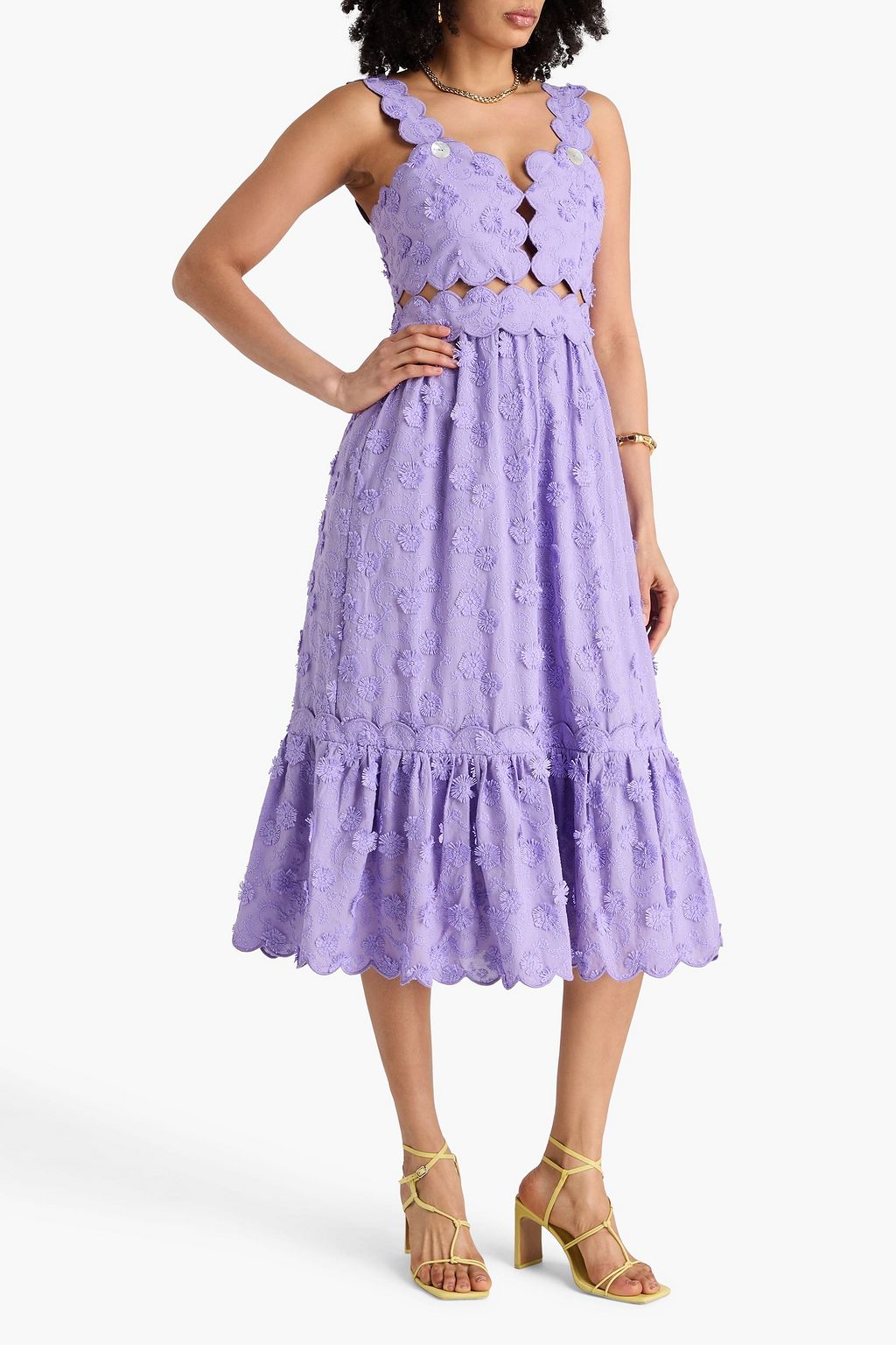 sachin and babi light blue dress Farm Rio Embroidered Floral Short-Sleeve Midi Dress main image 1