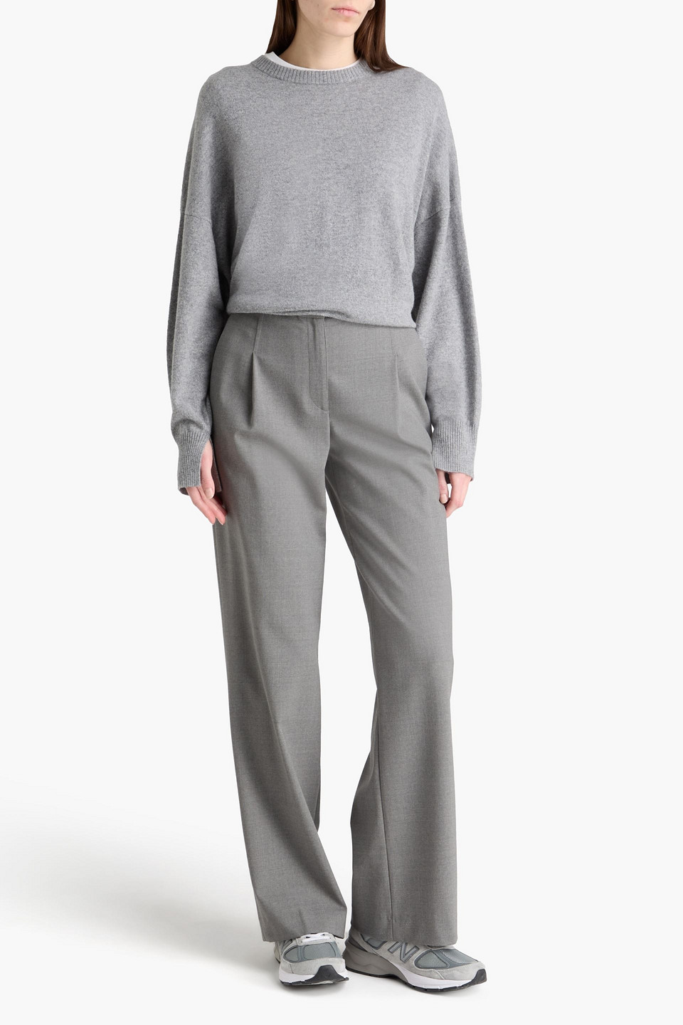  Loulou De Saison - Hose „osilo“ Mit Geradem Bein Aus Twill Aus Einer Wollmischung Mit Falten - Grau - Fr 34 