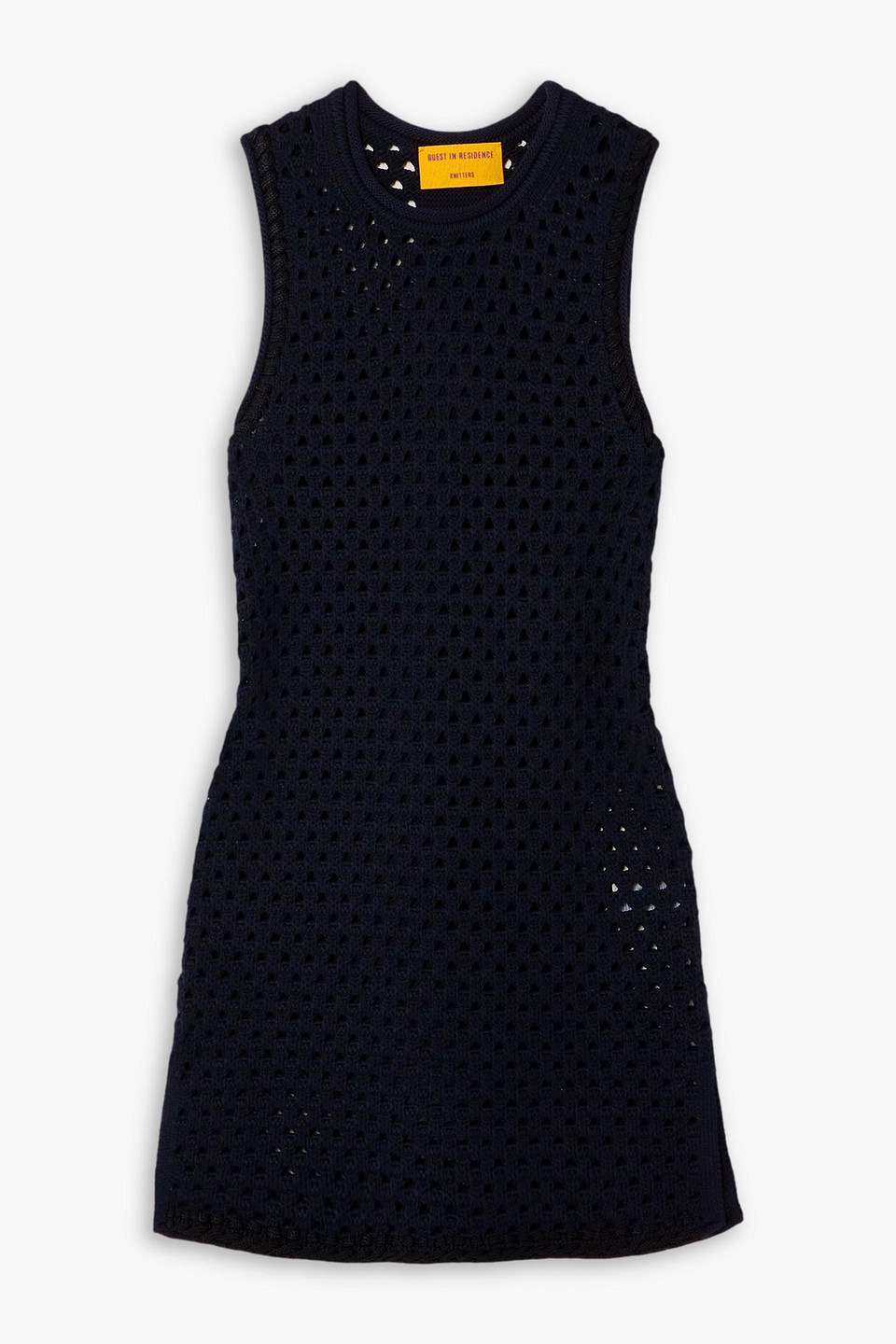 Guest In Residence Open-knit Cotton Tunic In Black