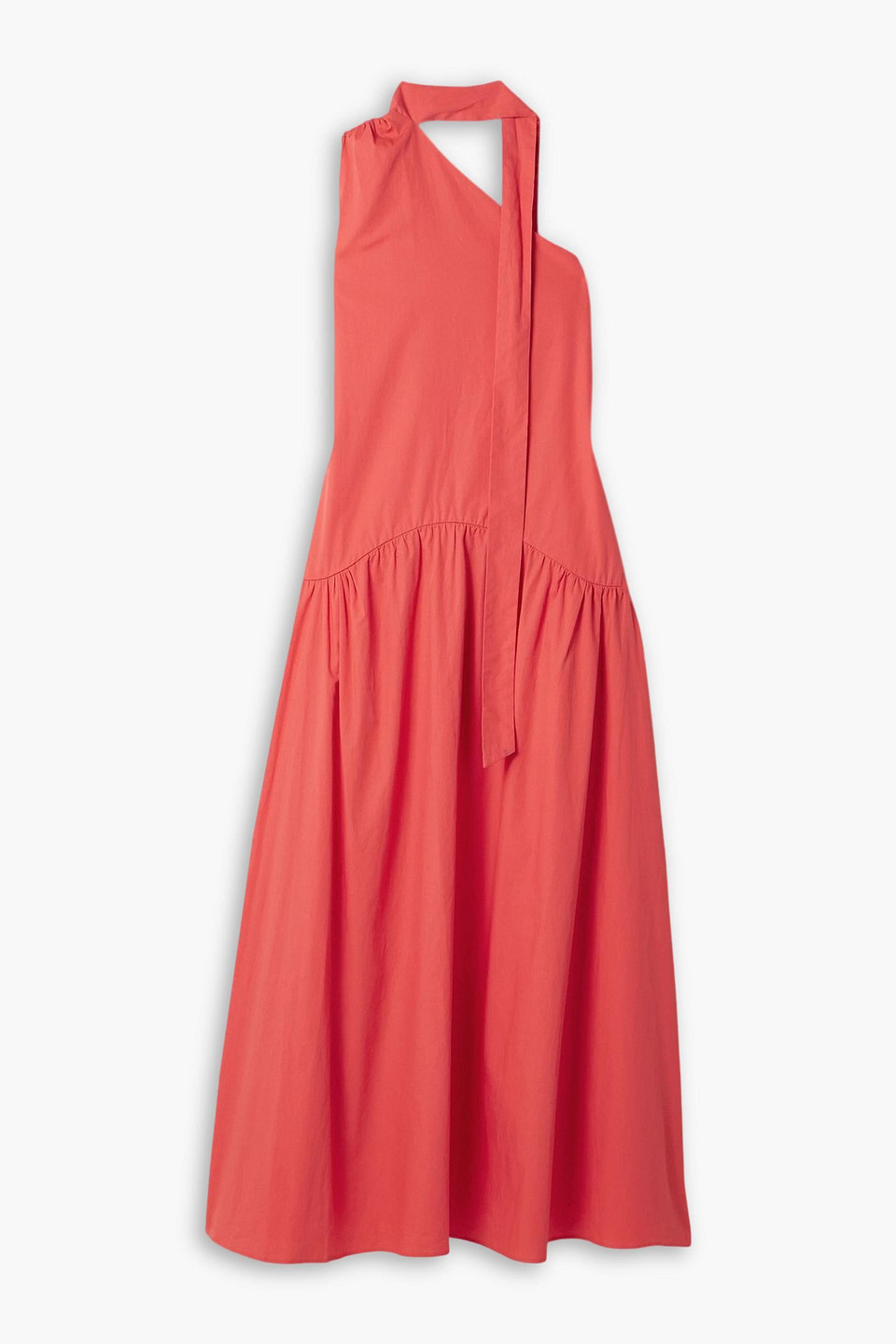 Kika Vargas Joni One-shoulder Cotton-poplin Maxi Dress In Orange