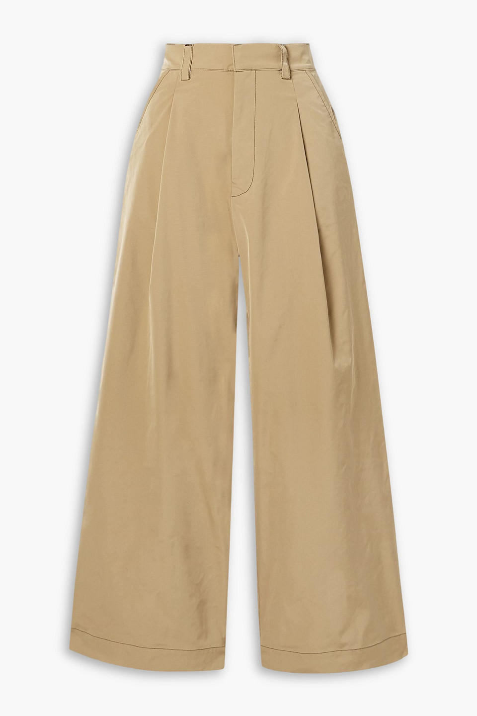Kika Vargas Olympe Pleated Woven Wide-leg Pants In Brown