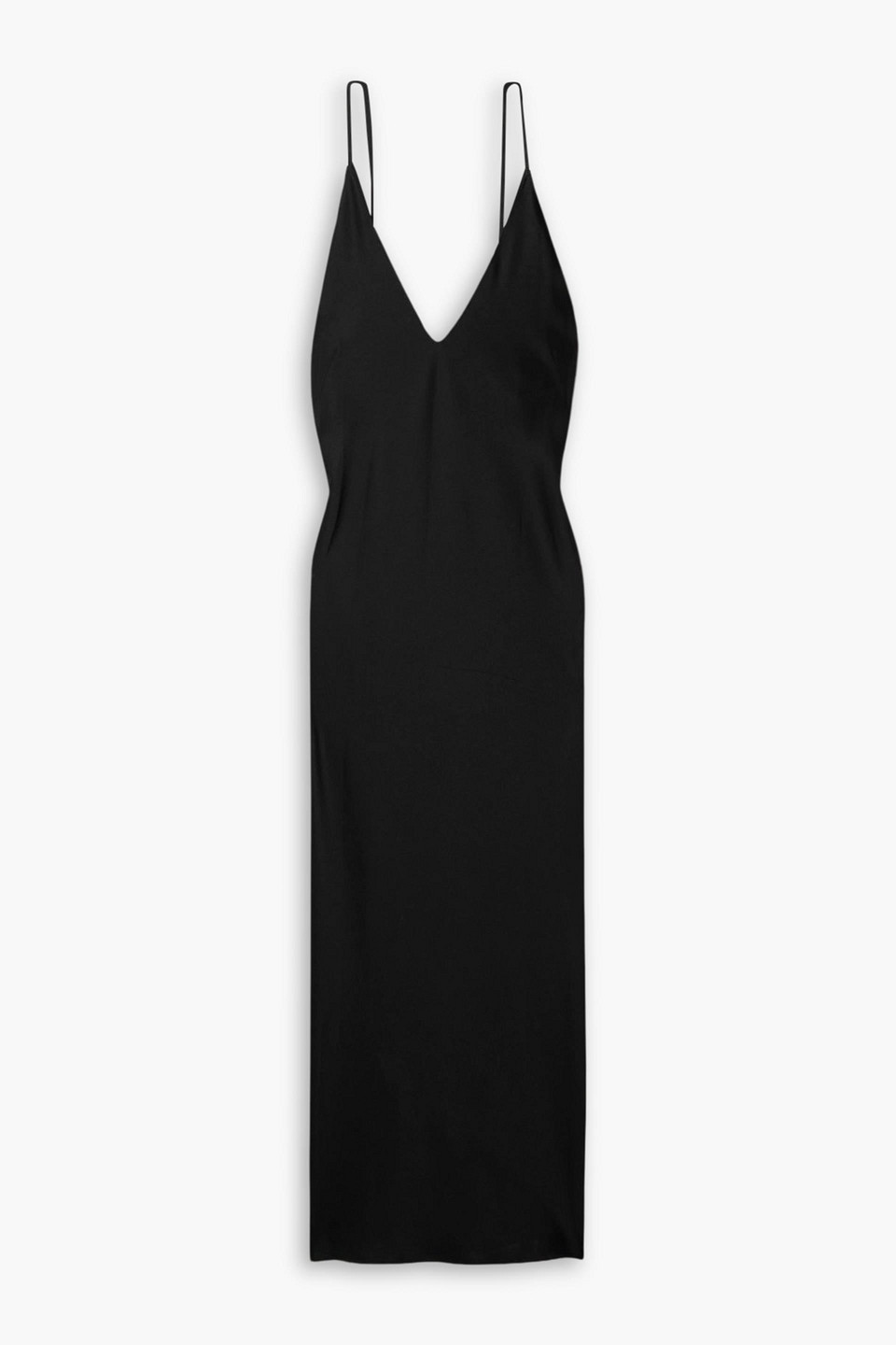 Leset Barb Washed-satin Maxi Dress In Black