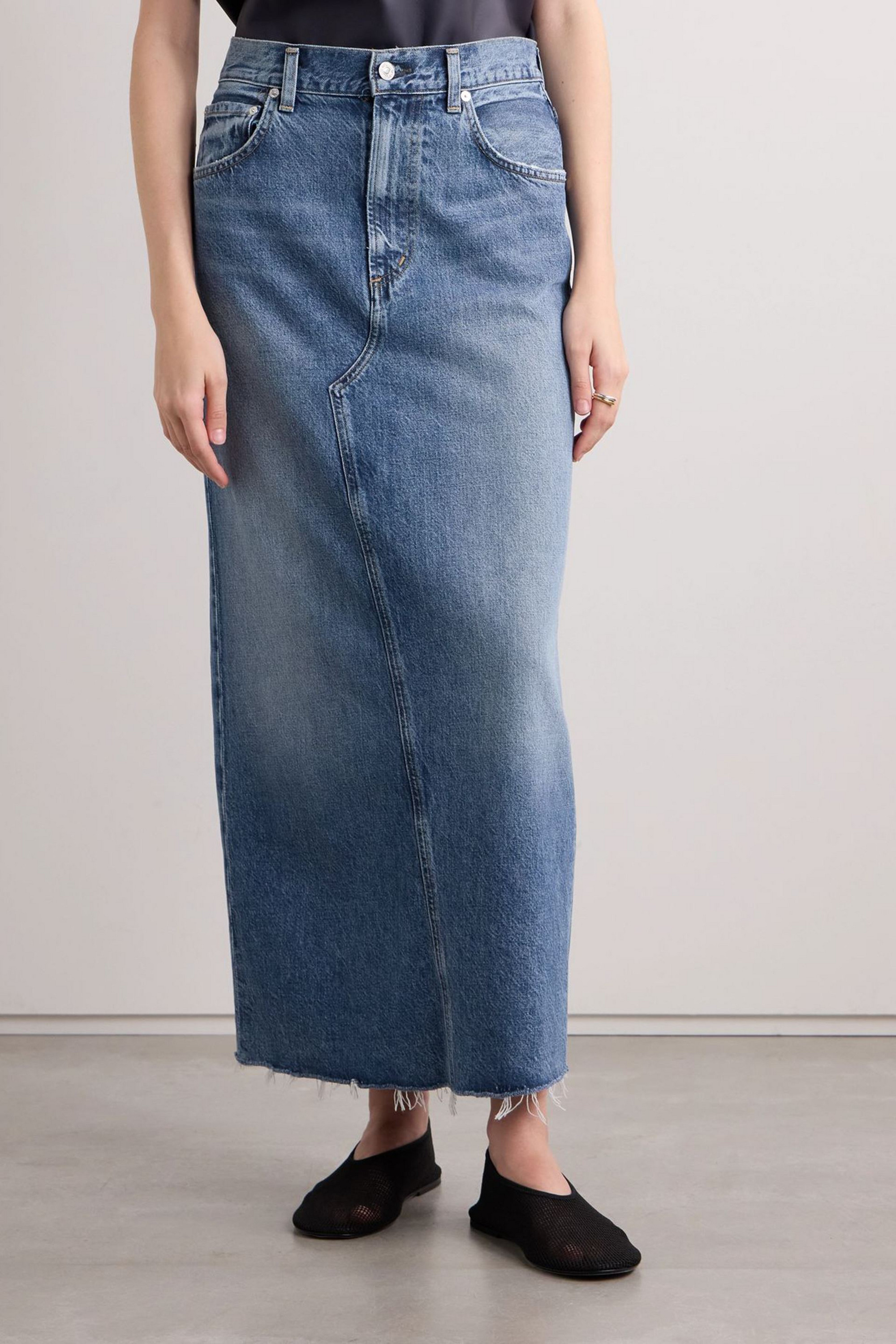 Citizens Of Humanity Circolo frayed denim maxi skirt