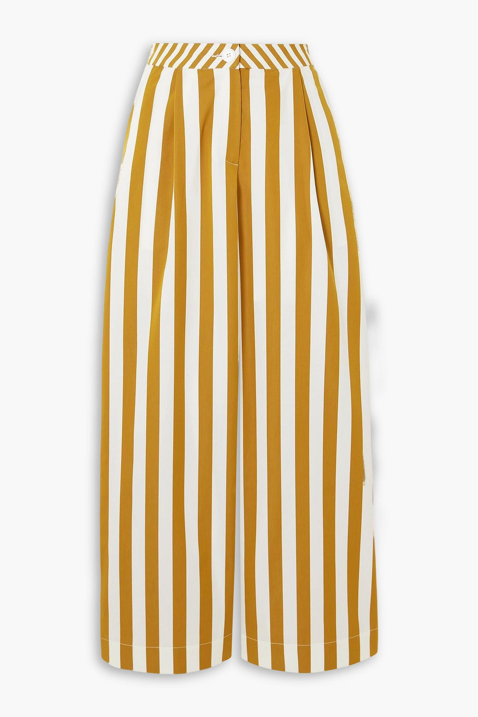 Thierry Colson Loulou Striped Cotton-poplin Wide-leg Pants In Yellow