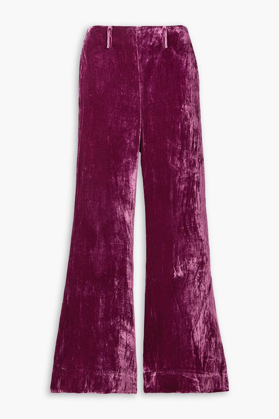Alix Of Bohemia Charlie Crushed-velvet Flared Pants In Purple