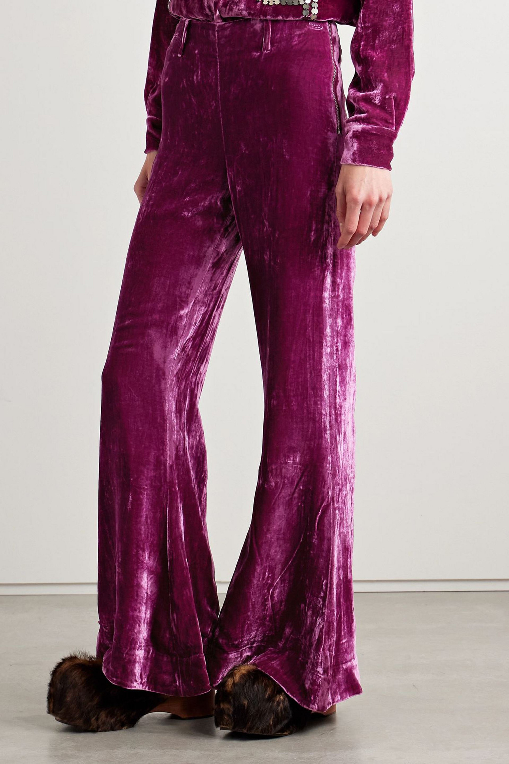 Alix Of Bohemia Charlie crushed-velvet flared pants