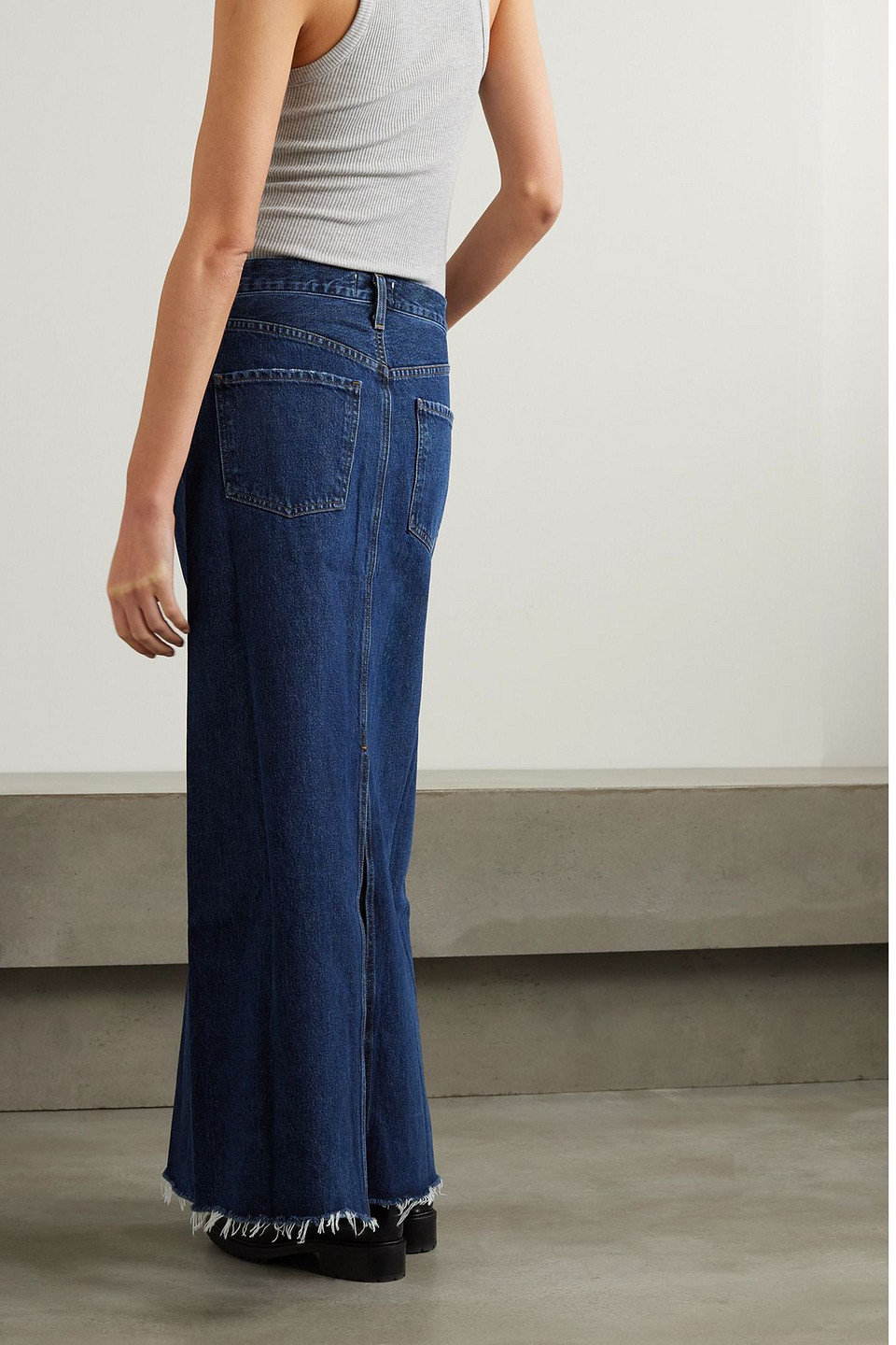  Agolde - Maxirock „hilla“ Aus Denim Mit Fransen - Blau - 23 
