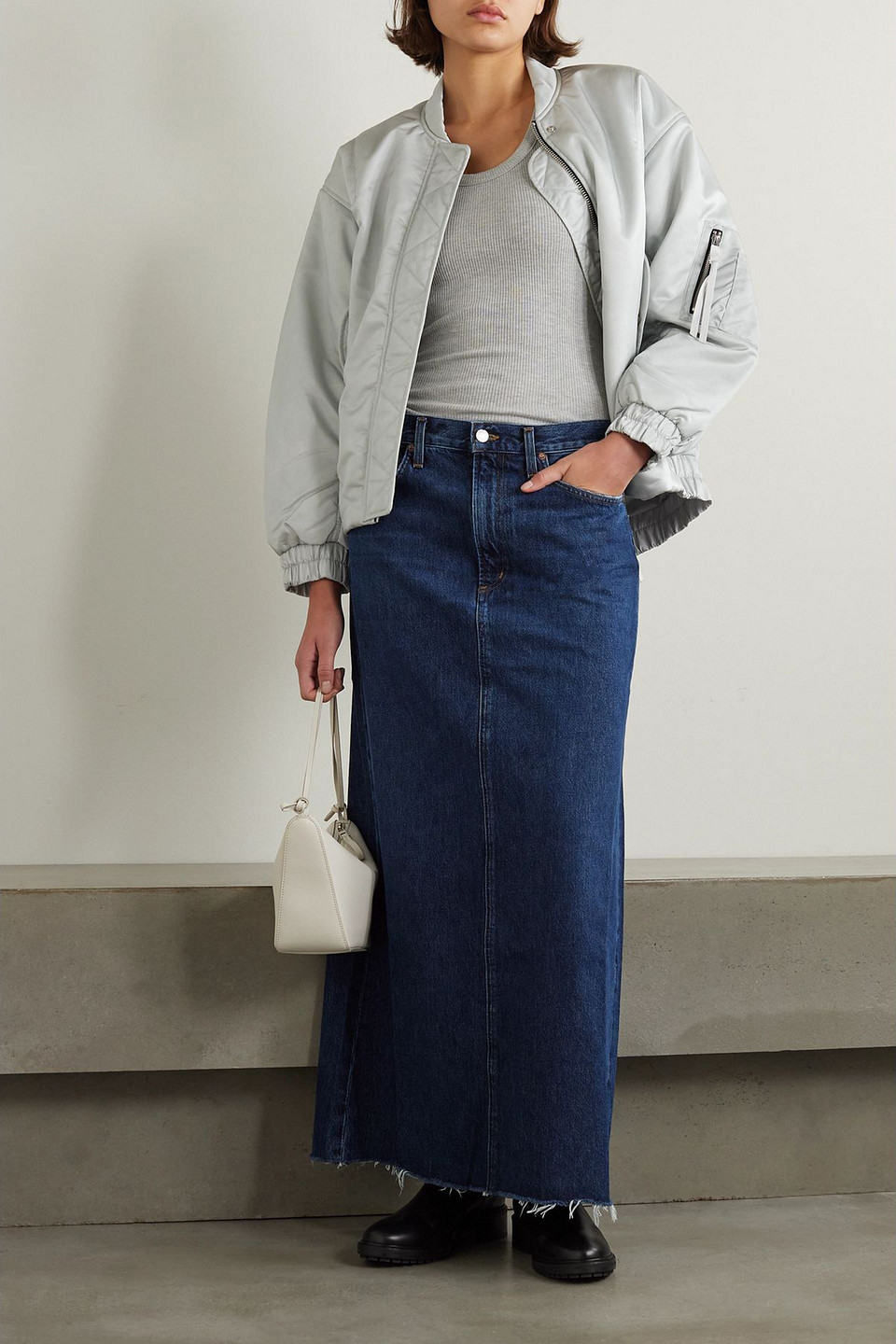  Agolde - Maxirock „hilla“ Aus Denim Mit Fransen - Blau - 23 