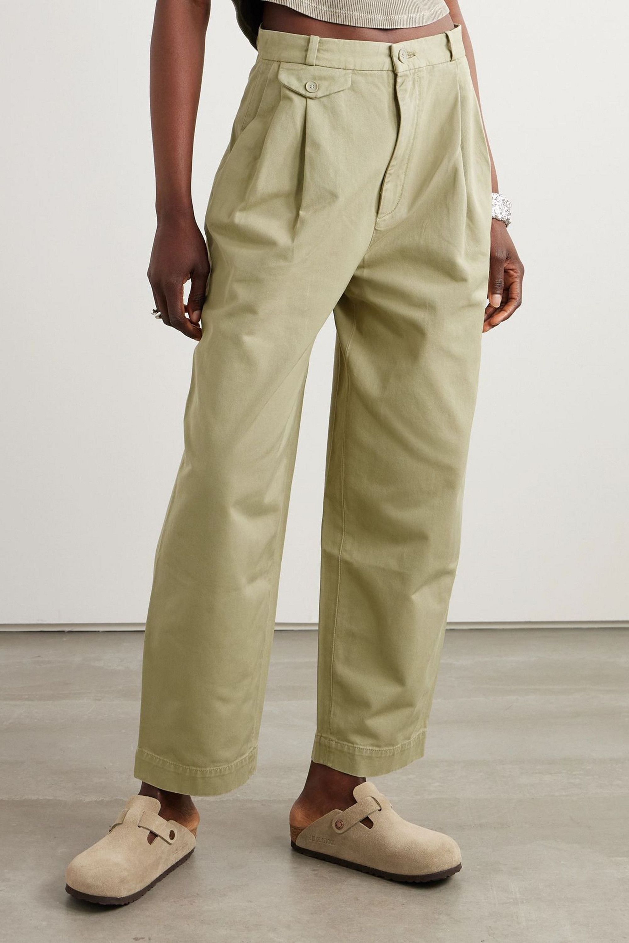 Agolde Becker pleated cotton-twill tapered pants