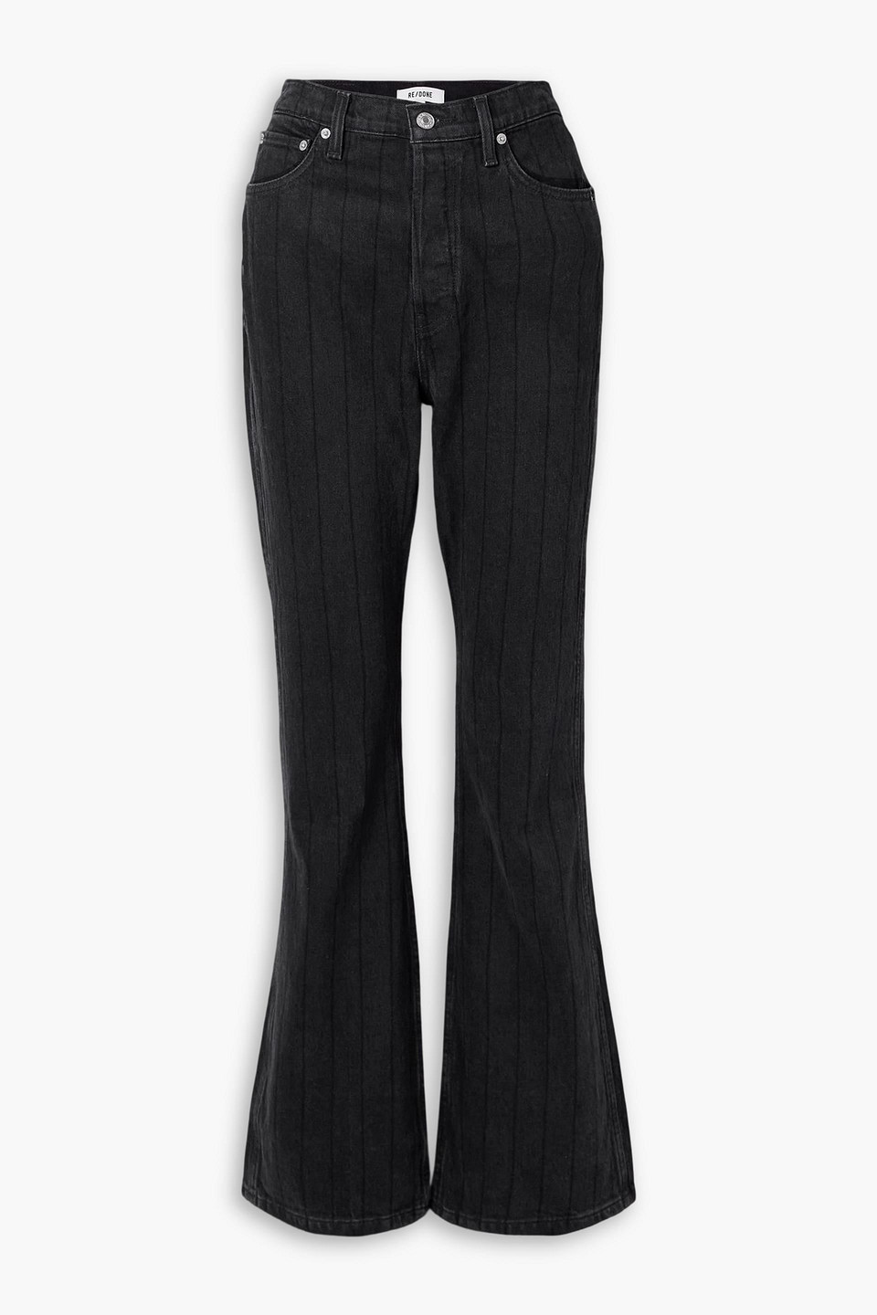 re/done - the riding jean striped high-rise flared jeans - black - 25