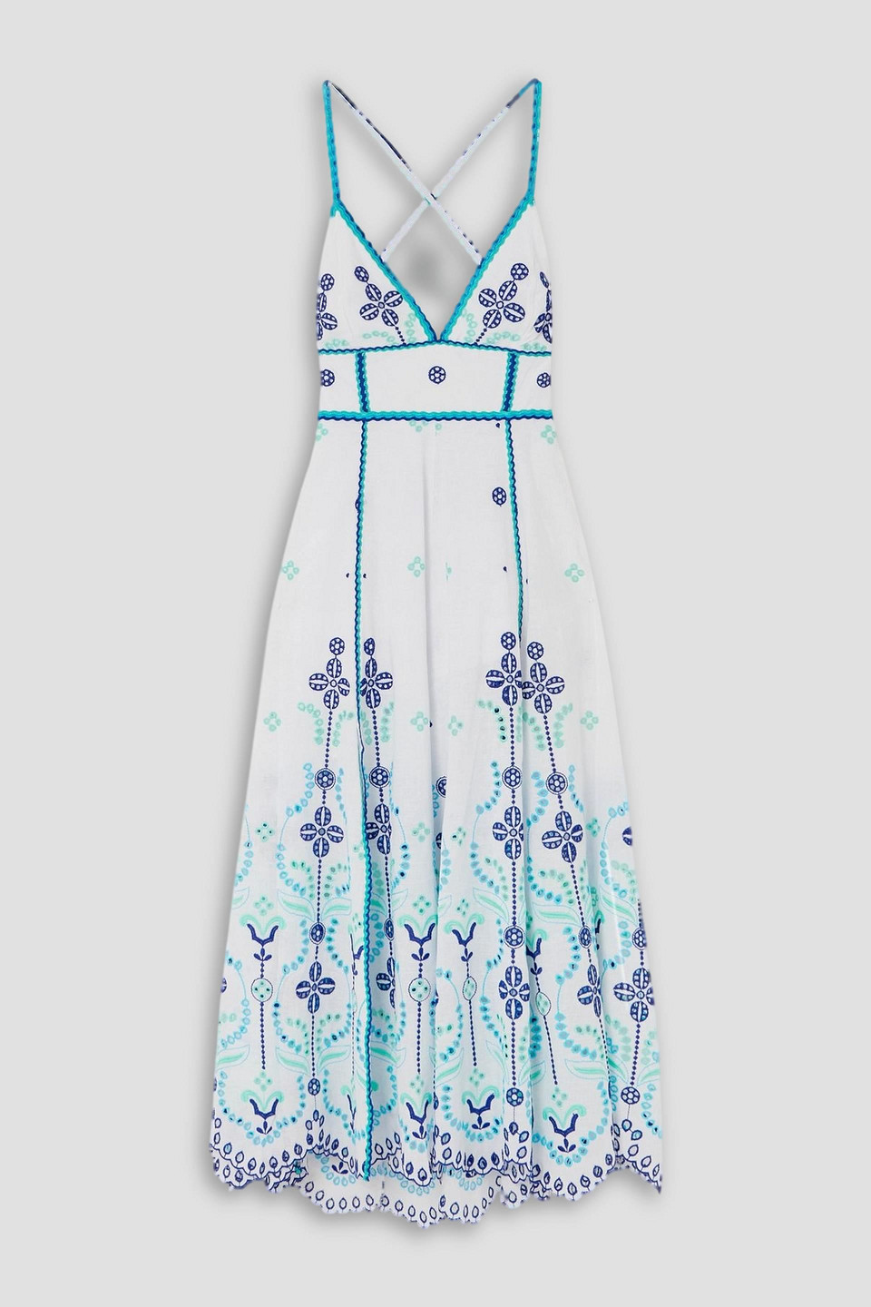 Charo Ruiz Open-back Broderie Anglaise Cotton-blend Maxi Dress In Multi