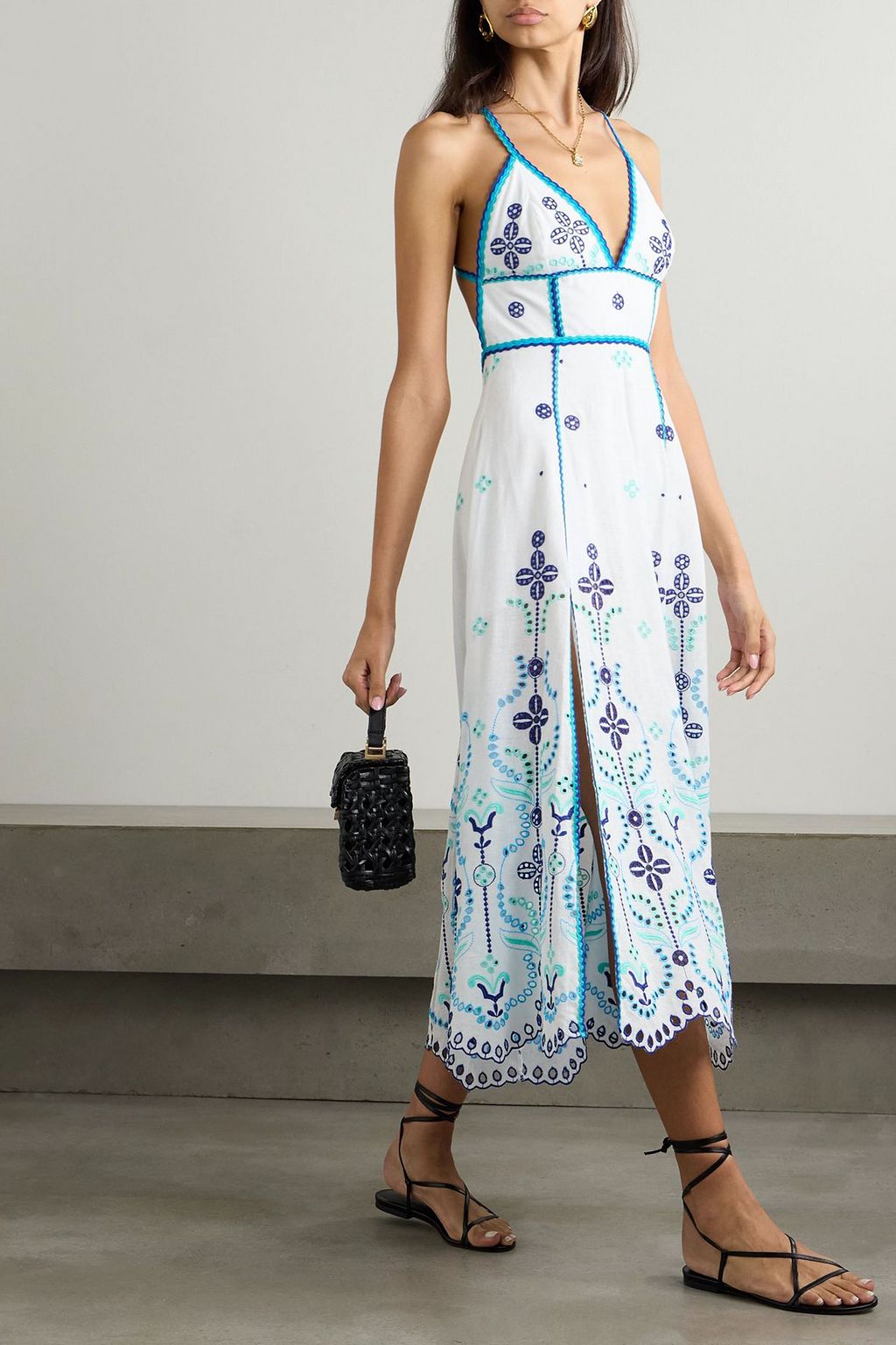 Charo Ruiz Ibiza Open-back broderie anglaise cotton-blend maxi dress - Women - White Dresses - L